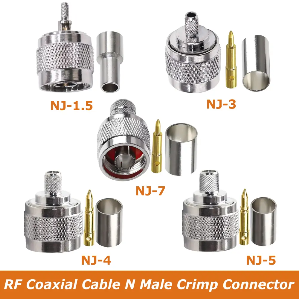 N Male Crimp Connector N Type Plug Coax Adapter 50ohm Low Loss RF Coaxial Connector for RG316, RG174, RG58, RG6, RG8X, LMR100, LMR240, LMR400, 3D-FB, 4D-FB, 5D-FB, 7D-FB Cable