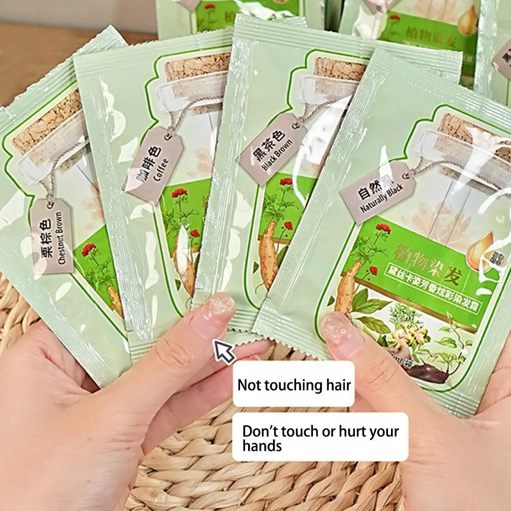 Plant Bubble Hair Dye Shampoo Covering Gray White Fast Supplies Styling Hair Silky Hair Nourish Color Lasting Dye Beauty