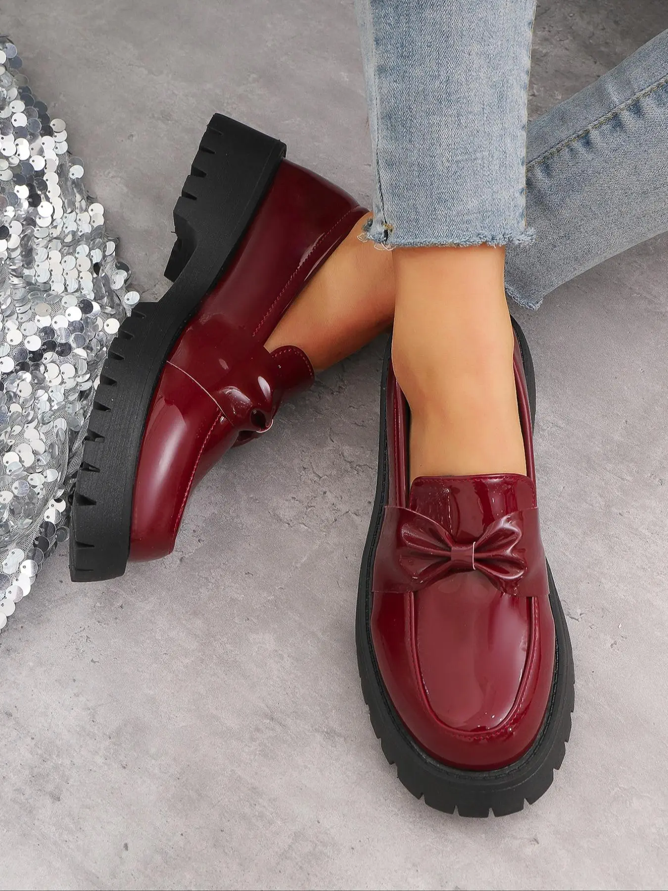 Women's Fashionable Solid Color Bowknot Design Loafers, Casual Comfortable Platform Shoes for Daily Wear, Lightweight Breathable Shoes for Women & Girls