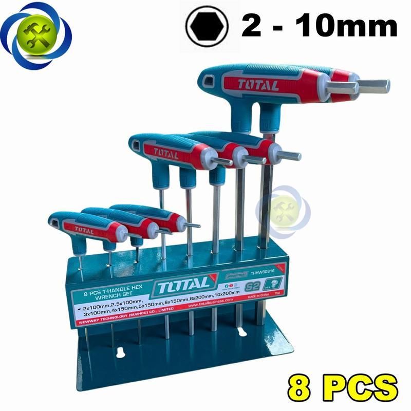 Bộ Lục Giác Chữ T 8 Chi Tiết Total THHW80816 (2-10mm) Đế Sắt Cr-V Chịu Nhiệt Và Mạ Crom
