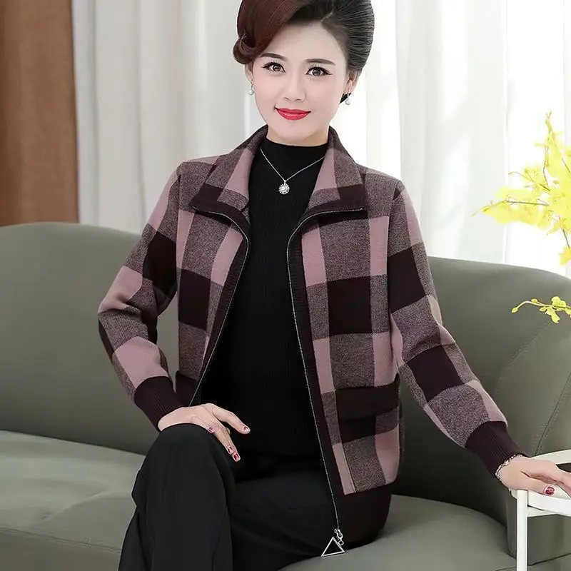 Áo Khoác Len Phong Cách Hàn Quốc, Lót Lông Cừu, Dành Cho Phụ Nữ, Mùa Xuân Và Mùa Thu Mới, 2020 Mùa Xuân, Mỏng, Mẹ TRUNG NIÊN, Ngoại Cỡ, Áo Sơ Mi Có Khóa Kéo Ngắn Top Jacket Women 5
