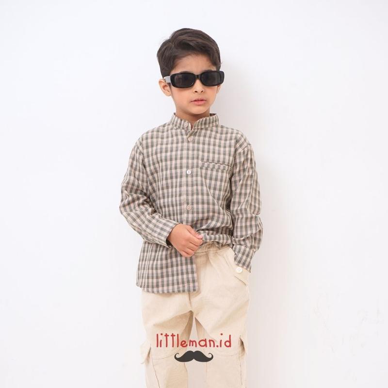 Kemeja Anak Lengan Panjang Gingham Series Motif Kotak Kerah Koko Shanghai Littleman.id 4