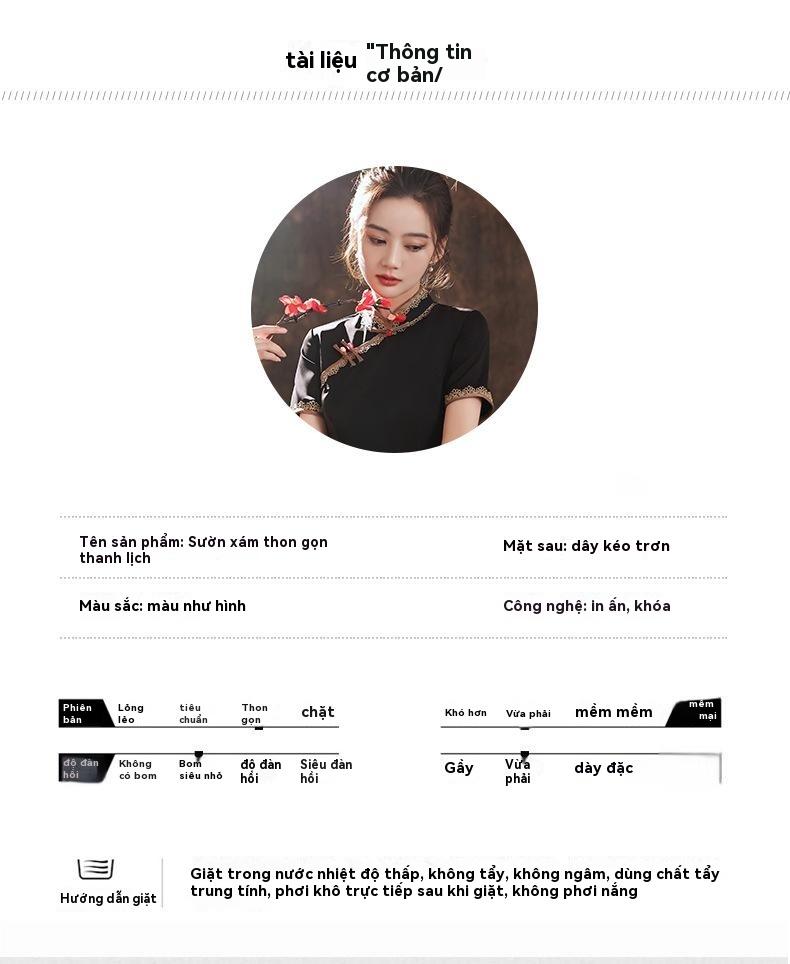 Product Introduction of Sườn Xám, Màu Đen, Bộ Sưu Tập Mùa Hè Mới 2024, Cải Tiến Trẻ Trung, Cao Cấp Và Thanh Lịch, Cỡ Nhỏ Thời Trang Trung Quốc Cao Cấp Nữ Women Dress 8