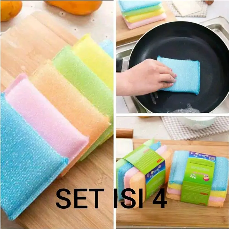 spon cuci piring set isi 4 busa cuci piring wacan warna warni
