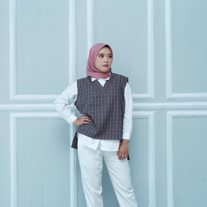 Agnella Vest Ungu Muda | Atasan Wanita Vest | Korean Style 1