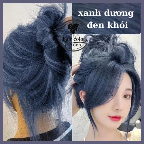 [KHÔNG TẨY]Thuốc nhuộm tóc XANH DƯƠNG ĐEN KHÓI tặng kèm OXY TRỢ NHUỘM VÀ GĂNG TAY