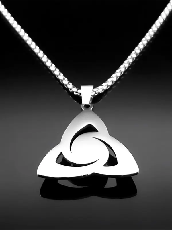 Vintage Trinity Knot Design Pendant Necklace, Fashion Stainless Steel Jewelry for Women and Men, Trendy Versatile Accessories for Parties and Daily Wear, Jewelry Gifts 4