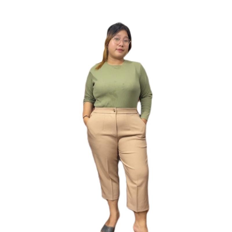 JISO CELANA WANITA POLOS PINGGANG KARET BAHAN KATUN DRILL 8148 4