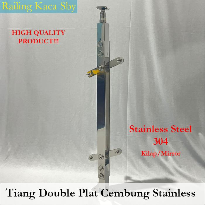 TIANG RAILING KACA DOUBLE PLAT CEMBUNG SAYAP DOUBLE STAINLES - Shop ...