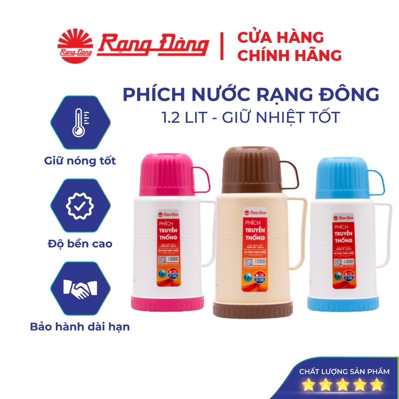 Phích nước mini Rạng Đông 1,2 lít, bình thuỷ giữ nhiệt cá nhân, đựng nước nóng, Model: RD 1235 N1 (Màu ngẫu nhiên)