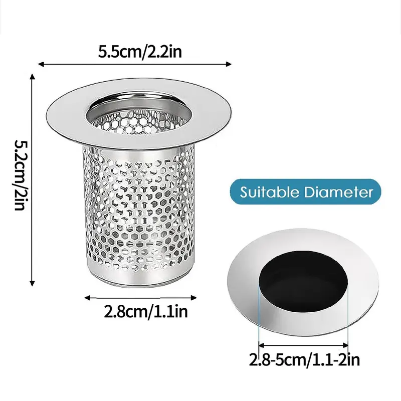 Stainless Steel Hair Catcher, Shower Drain, Bathtub Drain Cover, Deep Stainless Steel Sink Strainer for Bathroom Sink Bathtub Shower Floor Drain 1