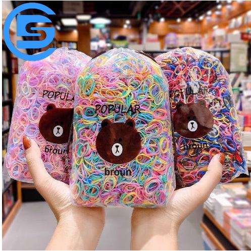 Set 4000 thun cột tóc cho bé gái túi rút in hình gấu đa dạng nhiều màu sợi nhỏ dai - chắc - bền - đẹp cute G493-ThunToc4000