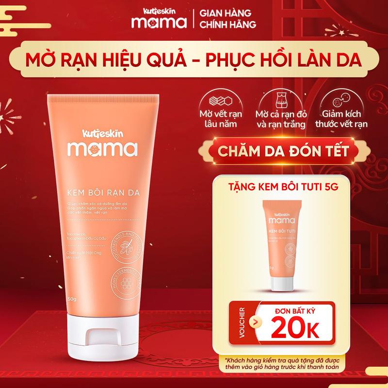Kem Bôi Rạn Da 50g Và Dầu Rạn Da 125ml Kutieskin Mama Giúp Dưỡng Ẩm Dịu Da Hỗ Trợ Cải Thiện Rạn Trắng Và Rạn Đỏ