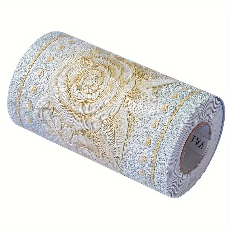 Floral Self-Adhesive Wallpaper Border - Plastic, Waterproof Wall Sticker, 196.85 Inch Roll, TV Background Wall, Door, Decorative Skirting for Home Decor