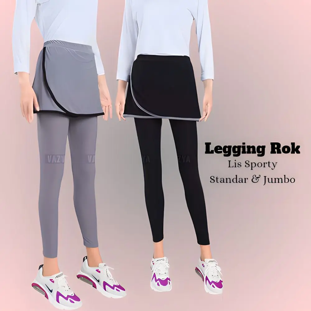 Legging Rok Dewasa Olahraga Aksen Lis Celana Outdoor