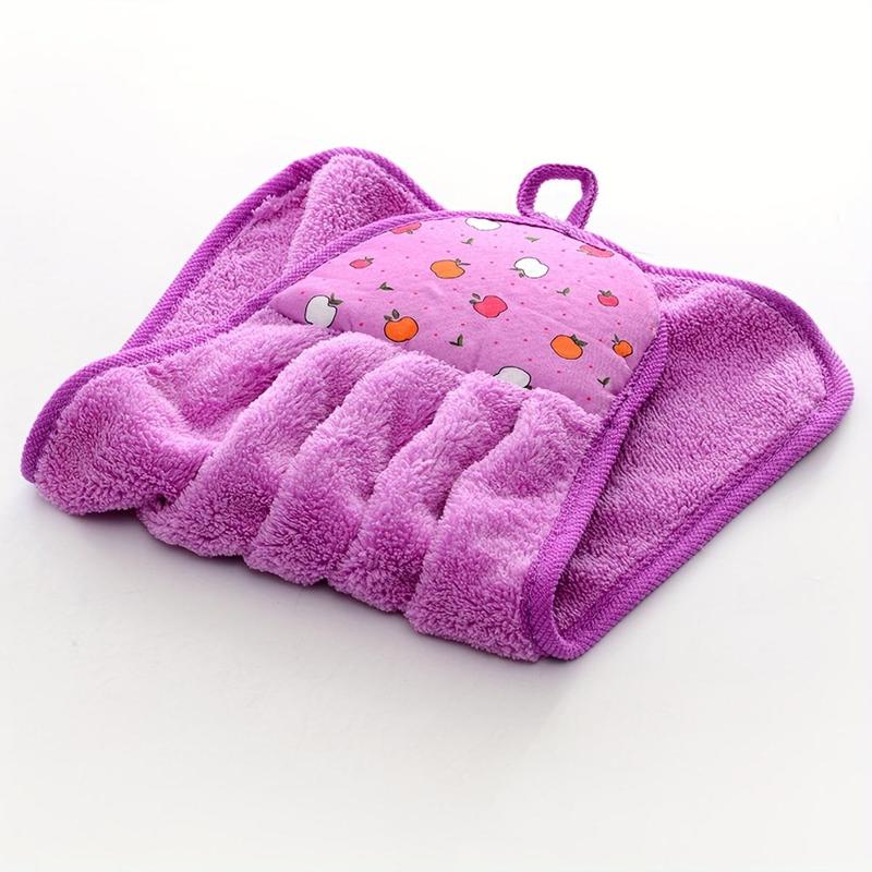 Cute Fruit Pattern Reusable Kitchen Dishcloth, 4pcs Hangable Absorbent Hand Towel, Home Kitchen Cleaning Tool, Cleaning Gadgets for Home 2