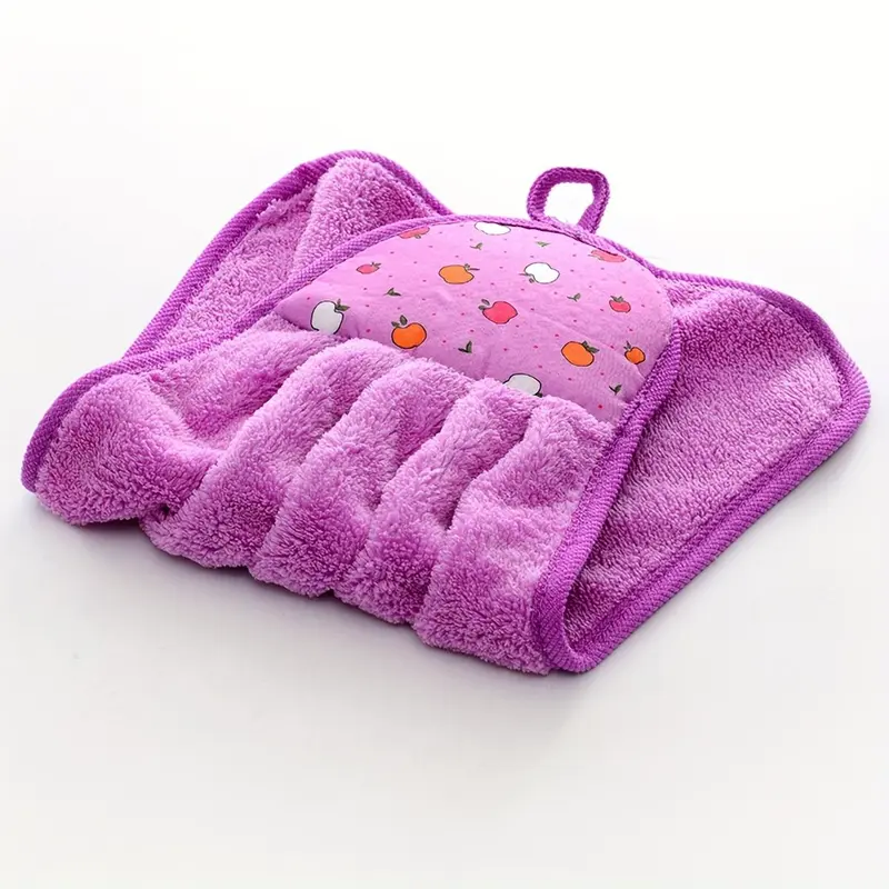 Cute Fruit Pattern Reusable Kitchen Dishcloth, 4pcs Hangable Absorbent Hand Towel, Home Kitchen Cleaning Tool, Cleaning Gadgets for Home 2