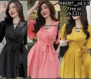 9321 Dress Midi Wanita Model Semi Casual Formal For Party Kondangan Clubbing Mode Kimono Lengan Pendek Pesta Mewah Simple Mini Gaun Natal Tahun Baru Imlek Chinese