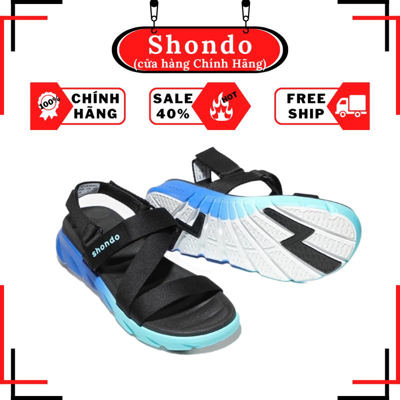 [MUA LẺ BẰNG GIÁ SỈ]Giày sandal Shondo nam nữ F6 sport ĐEN ĐẾ 2 MÀU XANH F6S3310 Shondo chính hãng Đế Bằng