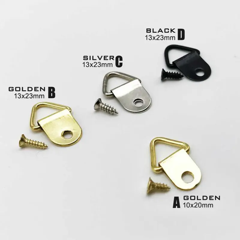 25pcs Golden  Black Triangle Hanging Oil Painting Mirror Picture Frame Hanger Art Work Photo Wall Hook with screws
