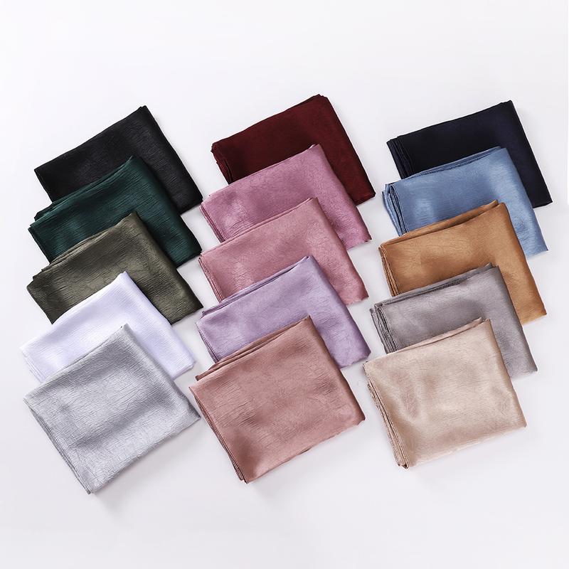 Product Introduction of Pashmina hijab Malaysia New Artificial Silk Silky Satin Scarf Women's Shawl Toe Cap Headscarf 7