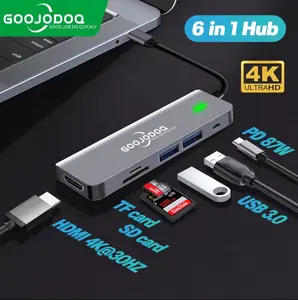 【Goojodoq】 Adapter Konverter Usb Tipe C Ke Usb 3.0 Hdmi Pd 6 In 1     4 In 1   8In 1