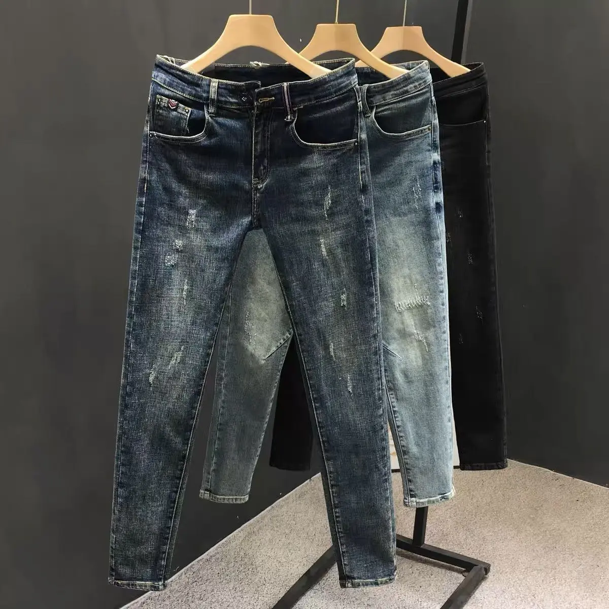 Ripped Jeans Men Fashion Brands 2023 for Spring and Summer Slim Fit Skinny Pants Korean Casual Stretch Pants Men