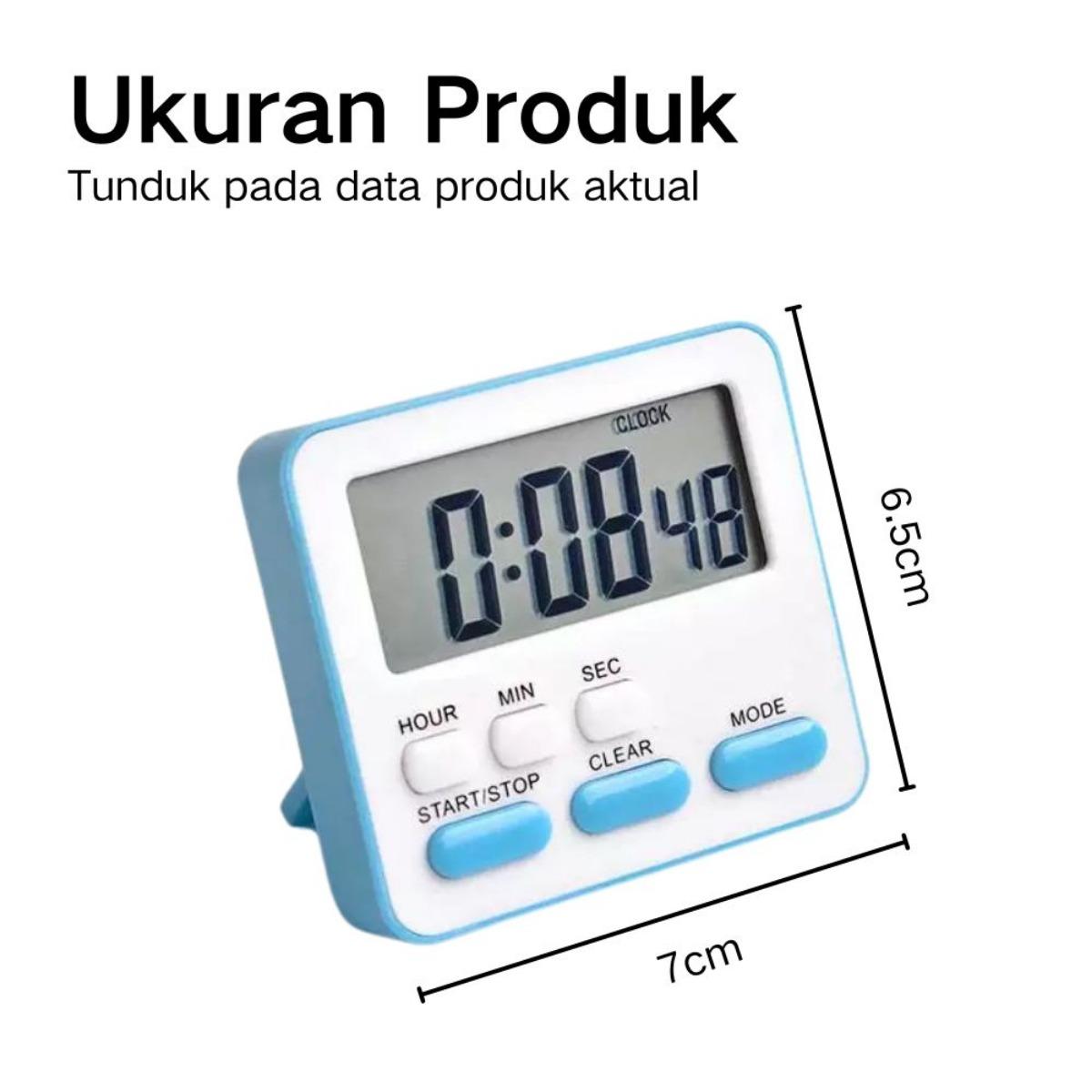 Timer Digital Multifungsi dengan Magnet, Klip & Display Backlight - Stopwatch, Countdown, Alarm, Snooze - Untuk Belajar, Dapur, Olahraga, Travelling