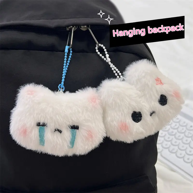 Mặt Dây Chuyền Búp Bê Gấu Thỏ Người Yêu Nhồi Bông Dễ Thương, Phụ Kiện Trang Trí Túi Đi Học Cho Học Sinh, Trái Tim Nữ Tính Móc Chìa Khóa Siêu Dễ Thương 4