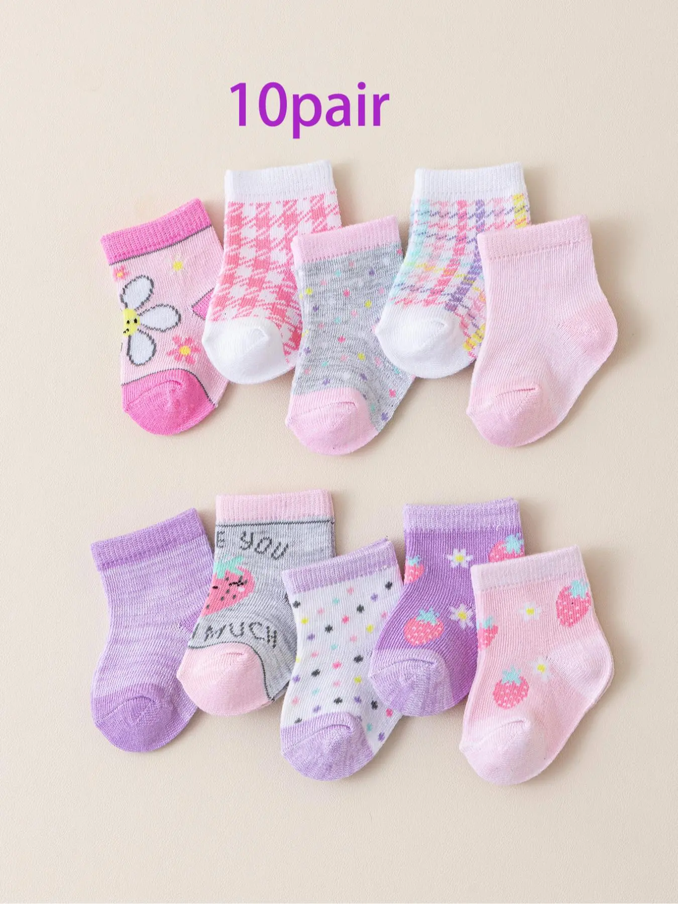 Baby Girl's Crew Socks, Cute Comfy Breathable Socks for Infant Toddler Kids, Newborn Baby Socks for All Seasons