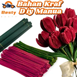 Besty 100 Pcs Diy Kerajinan Tangan 30cm Kawat Bulu Mercy Pastel Mix Bahan Kraf DIY Manua