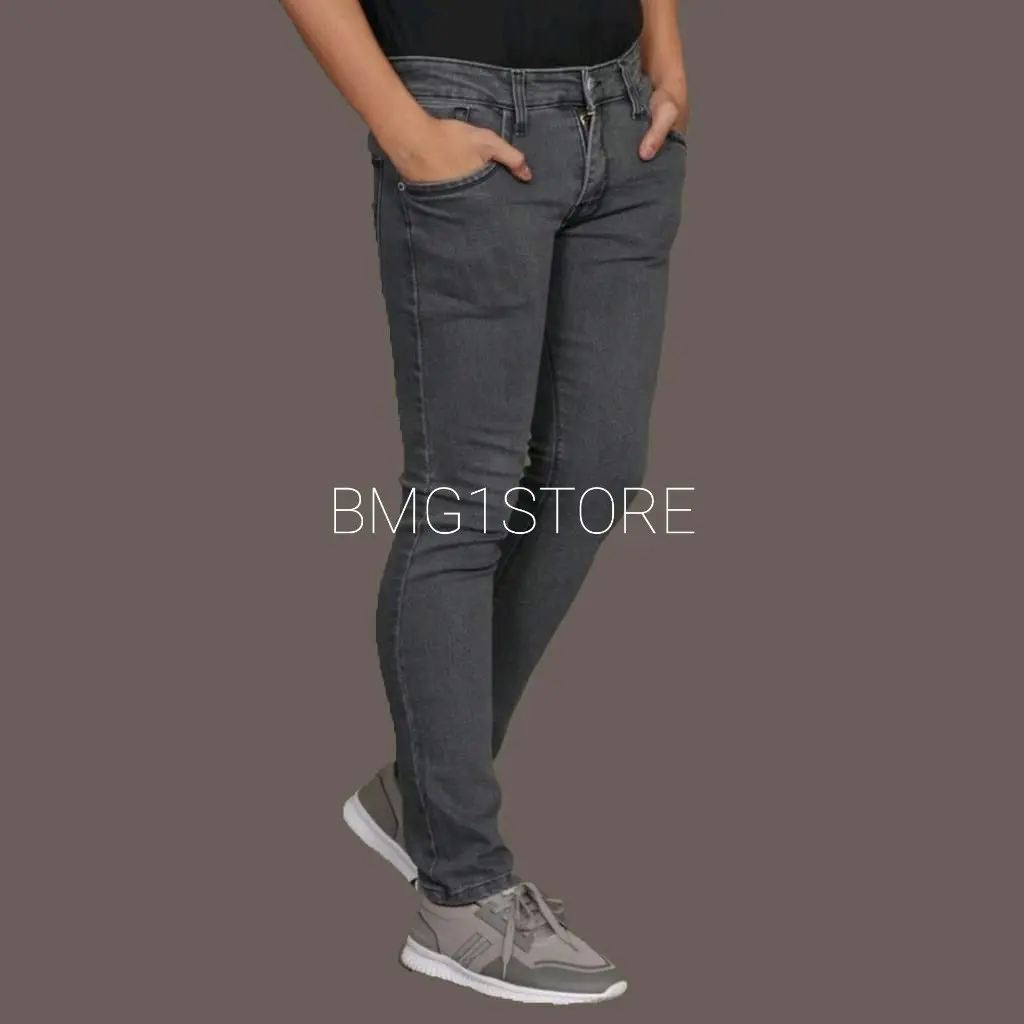CELANA JEANS PANJANG/CELANA JEANS PRIA ORIGINAL STREACH/JEANS SKINNY PRIA MELAR Muda Pensil Biru Lembut Tebal Slimfit Nyaman Hitam