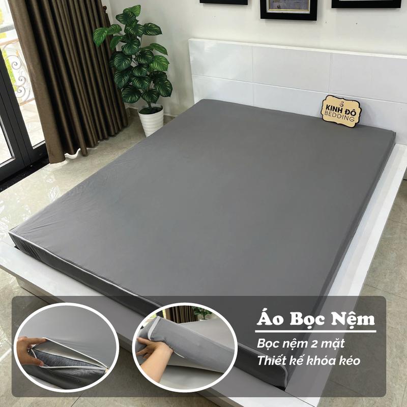 Áo bọc nệm có khóa kéo vải thun lạnh Hàn Quốc [thun silk] đủ size bọc nệm 1m 1m2 1m4 1m6 1m8 2m 2m2