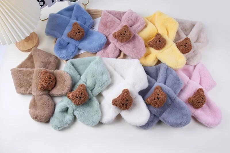 Product Introduction of Korean Style Kawaii Baby Scarfs Cute Cartoon Doll Bear Shawls for Toddler Boy Girl Scarf Autumn Winter Warm Baby Accessories 14