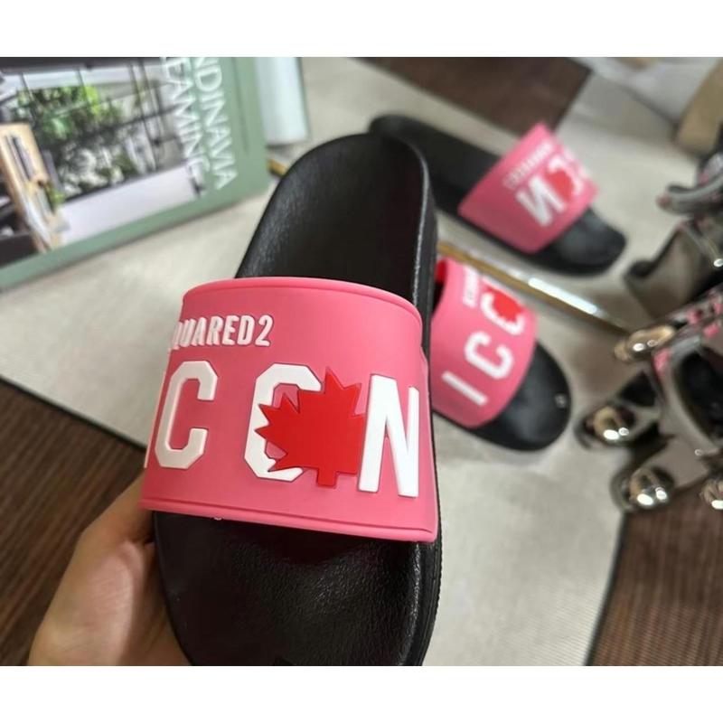 Dép Lê DSQ ICCN Lá Đỏ Basic  Bản Màu Hottrend Full Size 36-43 Slipper Đế Sóng Quai Cao Su Chữ Nổi 3