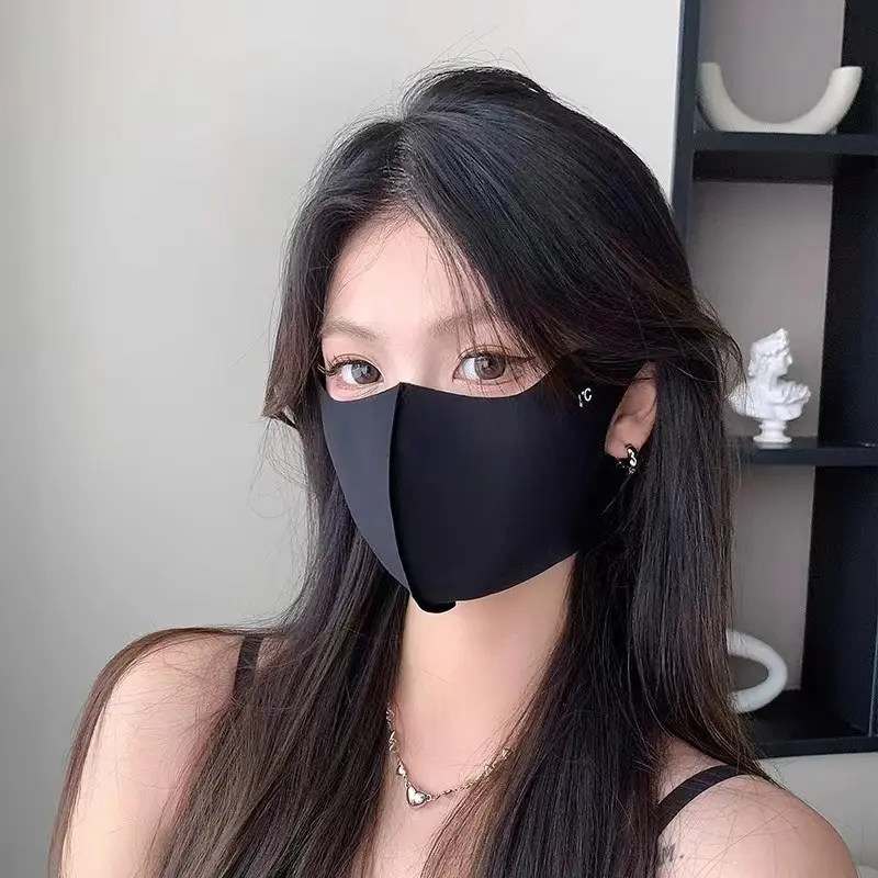 Mặt Nạ Lụa Lạnh Mùa Hè, Thoáng Khí Và Có Thể Giặt Được, Chứa Axit Hyaluronic, Thiết Kế 3D, Chống Nắng, Tấm Che Mặt, Bảo Vệ Mắt, Chống Tia UV