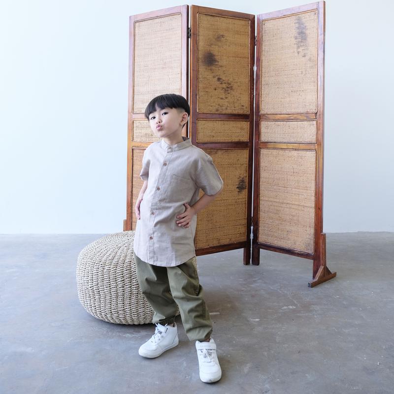 Kemeja Anak Bayi Polos / Kemko Anak dan bayi Tangan Pendek / Kemeja Koko Bayi dan Anak Linen Katun Tangan Pendek 6 bulan - 8 Tahun 7
