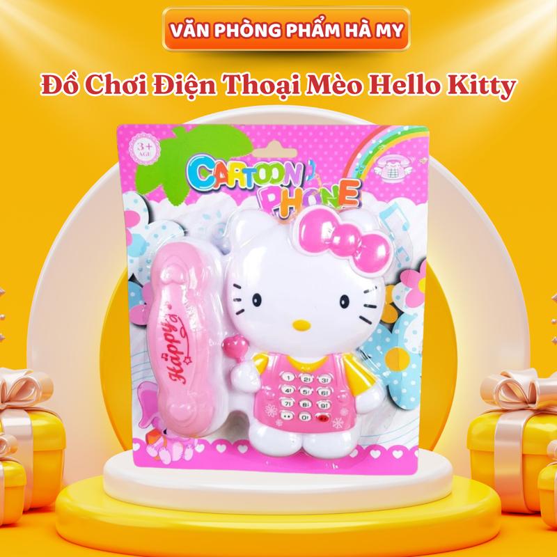 Đồ Chơi Trẻ Em Điện Thoại Mèo Kitty Dùng Pin Có Đèn Nhạc