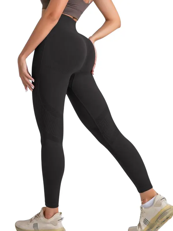 Women's Solid High Waist Sports Leggings, Casual Comfy Breathable Butt-lifting Skinny Pants for Yoga Gym Workout Running, Ladies Sportswear for All Seasons 1
