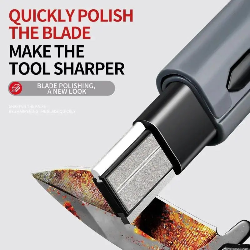 Folding Professional Kitchen Sharpener Ceramic Alloy Steel Sharpening Stone, Multifunctional Portable Quick Sharpener