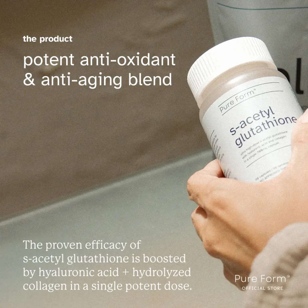 pure form s acetyl glutathione Pure Form S-Acetyl Glutathione| 90 Capsules| 700mg of Gluta + Hyaluronic Acid + Collagen