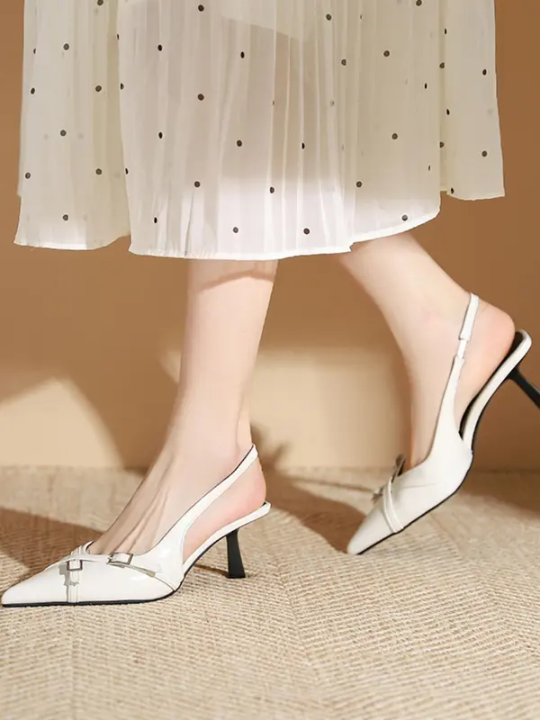Women's Elegant Solid Color Stiletto Slingback Heels, Fashionable Pointed Toe High Heel Shoes for Party, Daily Clothing Decor for Women & Girls 7
