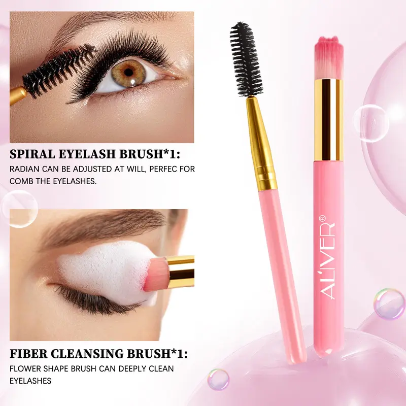 Eyelash Cleaning Shampoo, 1 Set Eyelash Cleaning & Nourishing Shampoo, Eye Makeup Remover, Professional Eye Makeup Remover for Women 5