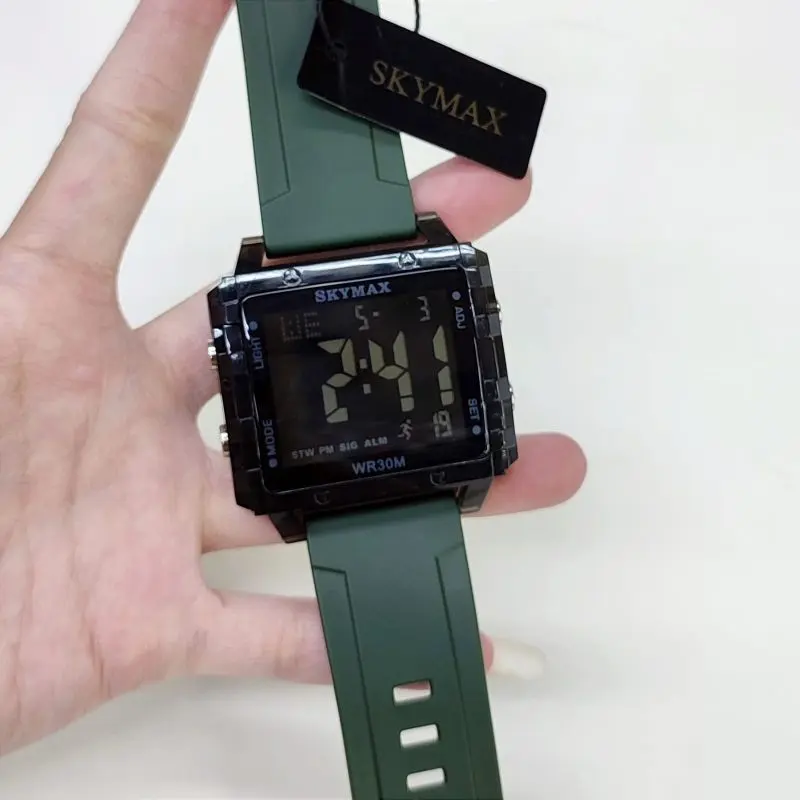 JAM TANGAN ORIGINAL WANITA SKYMAX DIGITAL CASE TRANSPARAN RUBBER Digital 8