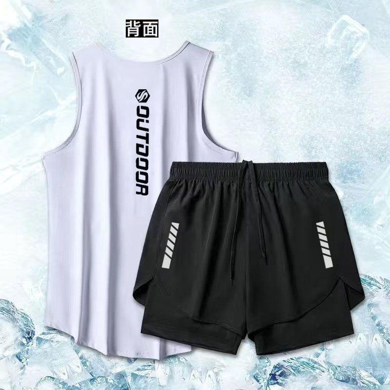 Bộ Đồ Thể Thao Vest Thể Dục, Không Tay, Nhanh Khô, Thích Hợp Cho Bóng Rổ Và Chạy Bộ, Ngoài Trời, Tập Luyện Mùa Hè, Quần Đùi Thoáng Khí, Thích Hợp Cho Chạy Bộ Buổi Sáng Và Đường Đua 1