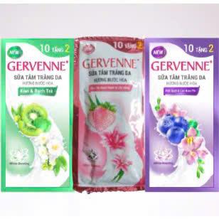  Dây Sữa Tắm Gervenne 12 Gói x 5g Kiwi Bạch Trà Việt Quất Lan Nam Phi Dâu Tây Bạch Tuyết Lily Hồng 