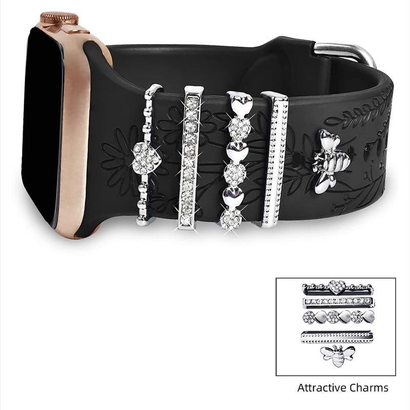 Rhinestone Decorative Ring Set (1 Set), Creative Design Watch Band Decoration, Decorative Accessories Compatible with Apple Watch Band 2