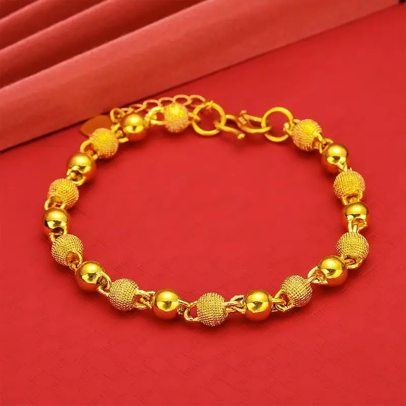 สร้อยข้อมือลูกปัดกลมมุกแสงเคลือบสีทอง, เครื่องประดับใหม่สไตล์จีน, ของขวัญสำหรับเพื่อนที่ดีที่สุดและแฟน, เหมาะสำหรับเป็นของขวัญ มือ