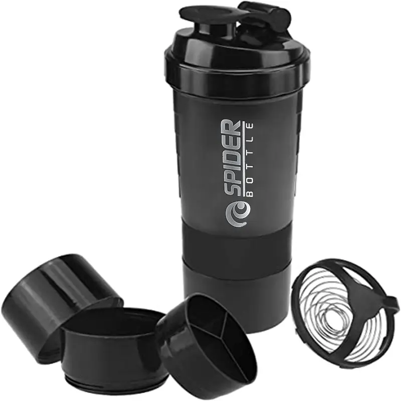 Protein shakers Cup, 500ml capacity, with powder storage container, mixer Cup, suitable for gym and sports, water bottle, with wire whisk ball, outdoor drink tool Cup