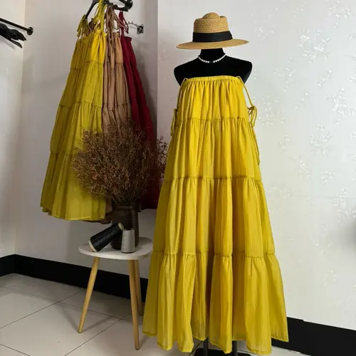 M1 Đầm 2 dây babydoll dáng dài xoè, bầu bí mang thoải mái ( ảnh thật )